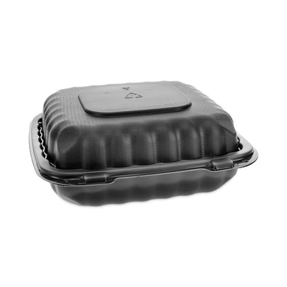 EarthChoice SmartLock Microwavable MFPP Hinged Lid Container, 8.35 x 8.35 x 3.1, Black, Plastic, 200/Carton