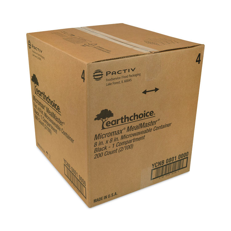 EarthChoice SmartLock Microwavable MFPP Hinged Lid Container, 8.35 x 8.35 x 3.1, Black, Plastic, 200/Carton