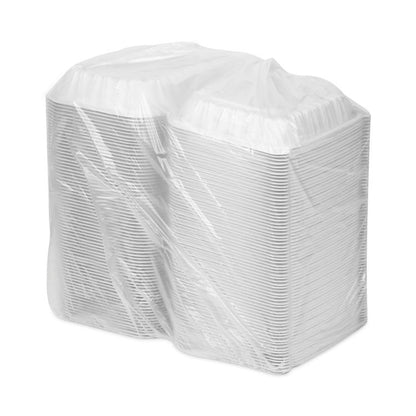 EarthChoice Vented Microwavable MFPP Hinged Lid Container, 8.4 x 8.7 x 3.1, White, Plastic, 146/Carton