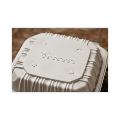EarthChoice Vented Microwavable MFPP Hinged Lid Container, 8.4 x 8.7 x 3.1, White, Plastic, 146/Carton