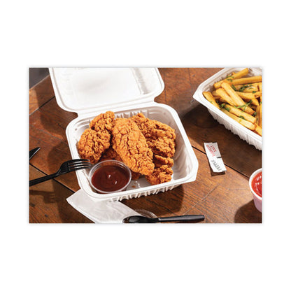 EarthChoice Vented Microwavable MFPP Hinged Lid Container, 8.4 x 8.7 x 3.1, White, Plastic, 146/Carton