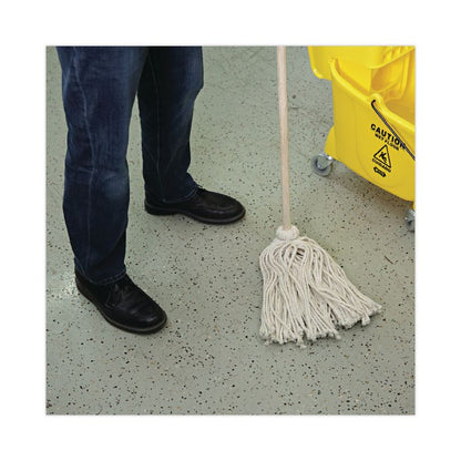 Handle/Deck Mops, #24 White Cotton Head, 54" Natural Wood Handle, 6/Pack