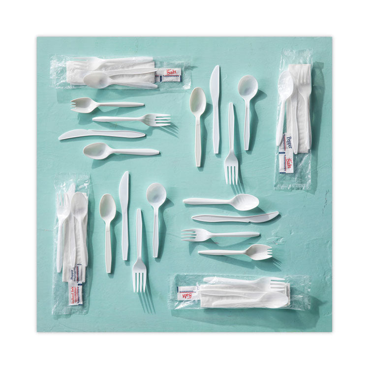 Fieldware Cutlery, Mediumweight Spork, Plastic, White, 1,000/Carton
