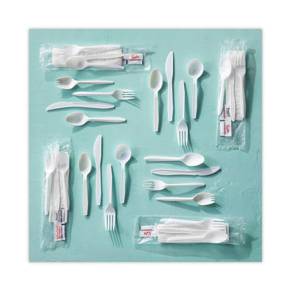 Fieldware Cutlery, Mediumweight Spoon, Plastic, White, 1,000/Carton