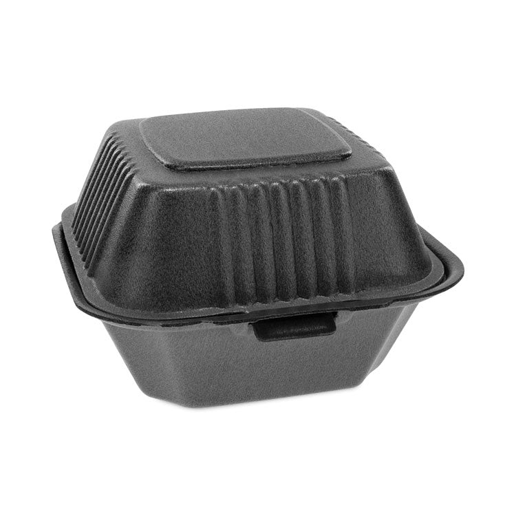 SmartLock Foam Hinged Lid Container, Sandwich, 5.8 x 5.8 x 3.3, Black, 504/Carton