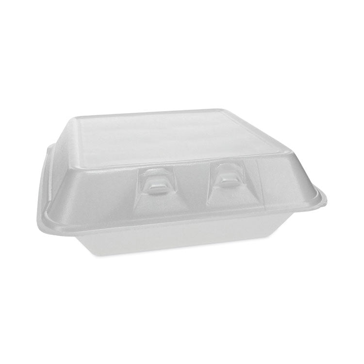 SmartLock Foam Hinged Lid Container, Large, 9 x 9.1 x 3.3, White, 150/Carton