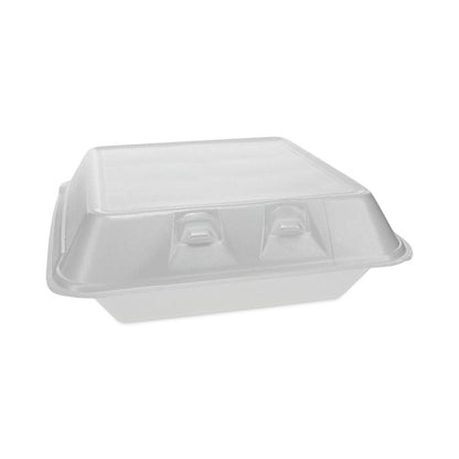 SmartLock Foam Hinged Lid Container, Large, 9 x 9.1 x 3.3, White, 150/Carton