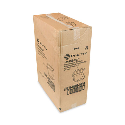SmartLock Foam Hinged Lid Container, Large, 9 x 9.1 x 3.3, White, 150/Carton