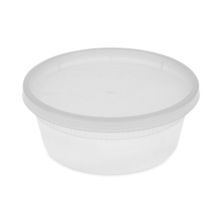 Newspring DELItainer Microwavable Container, 8 oz, 4.7" Diameter x 1.8"h, Clear, Plastic, 240/Carton