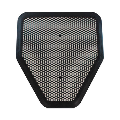 Urinal Mat, Shield-Shaped, Black Non-Slip Perforated Surface, 20.75" x 18.5", 6/Carton