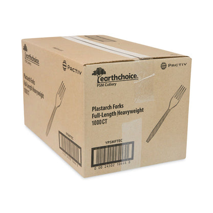 EarthChoice PSM Cutlery, Heavyweight Fork, Plastic, Tan, 1,000/Carton