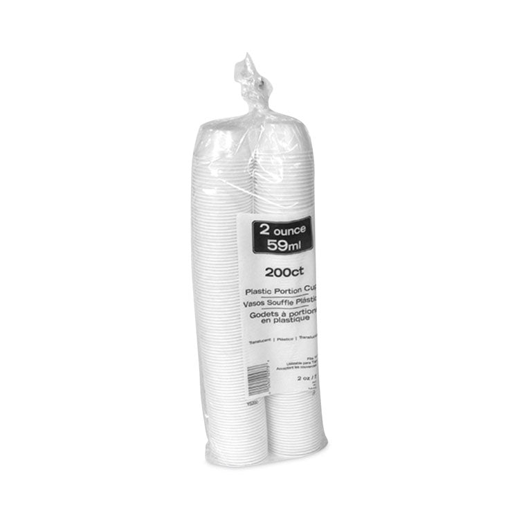 Plastic Portion Cup, 2 oz, Translucent, 200/Bag, 12 Bags/Carton