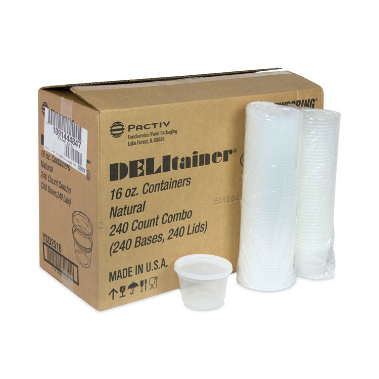 Newspring DELItainer Microwavable Container, 16 oz, 4.7" Diameter x 3.1"h, Clear, Plastic, 240/Carton