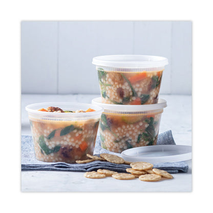 Newspring DELItainer Microwavable Container, 16 oz, 4.7" Diameter x 3.1"h, Clear, Plastic, 240/Carton