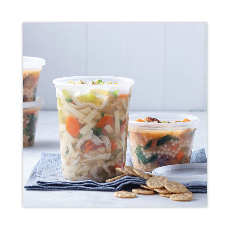 Newspring DELItainer Microwavable Container, 16 oz, 4.7" Diameter x 3.1"h, Clear, Plastic, 240/Carton