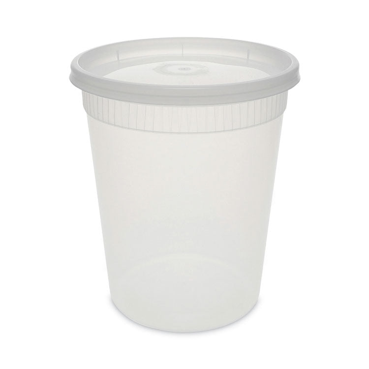 Newspring DELItainer Microwavable Container, 32 oz, 4.7" Diameter x 5.6" h, Clear, Plastic, 240/Carton