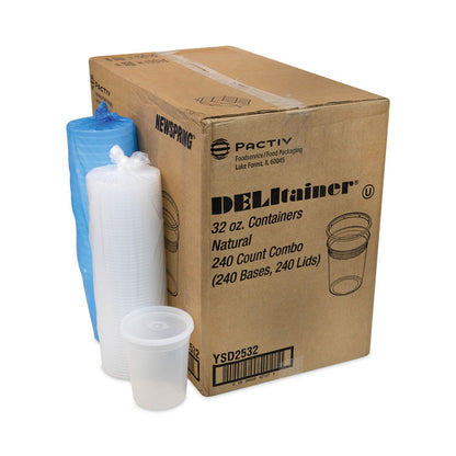 Newspring DELItainer Microwavable Container, 32 oz, 4.7" Diameter x 5.6" h, Clear, Plastic, 240/Carton