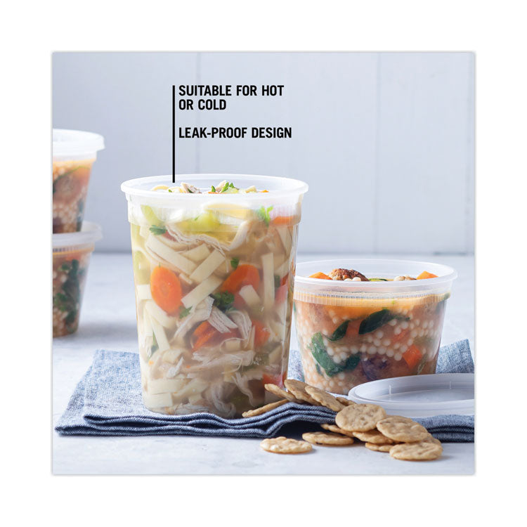 Newspring DELItainer Microwavable Container, 32 oz, 4.7" Diameter x 5.6" h, Clear, Plastic, 240/Carton