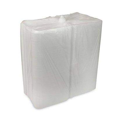 Vented Foam Hinged Lid Container, Dual Tab Lock, 3 Compartments, 9.1 x 9 x 3.3, White, 150/Carton