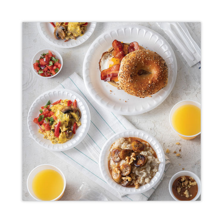 Placesetter Satin Non-Laminated Foam Dinnerware, Plate, 6" dia, White, 1,000/Carton