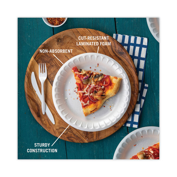 Placesetter Satin Non-Laminated Foam Dinnerware, Plate, 7" dia, White, 900/Carton