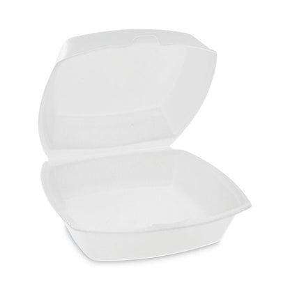Foam Hinged Lid Container, Single Tab Lock, 6 x 6 x 3, White, 500/Carton