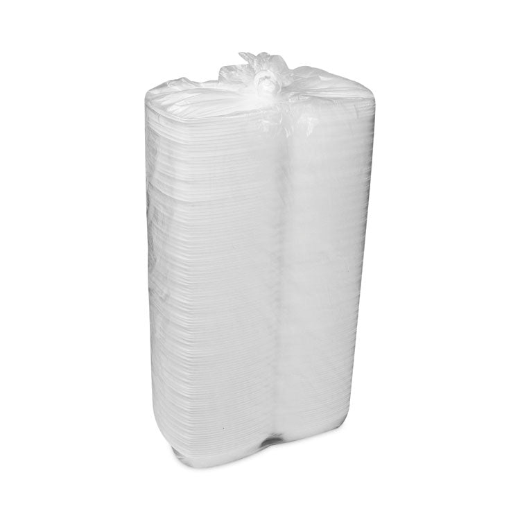 Foam Hinged Lid Container, Single Tab Lock, 6 x 6 x 3, White, 500/Carton