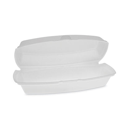 Foam Hinged Lid Container, Single Tab Lock Hot Dog, 7.25" x 3" x 2", White, 504/Carton