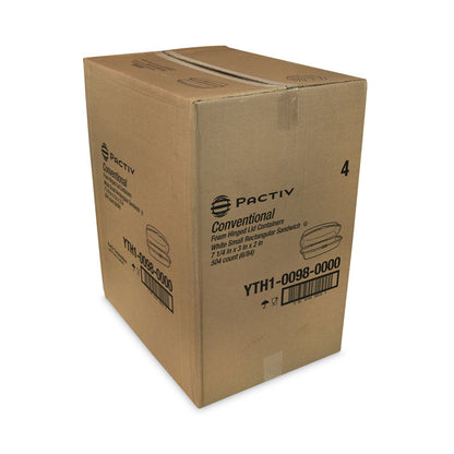 Foam Hinged Lid Container, Single Tab Lock Hot Dog, 7.25" x 3" x 2", White, 504/Carton