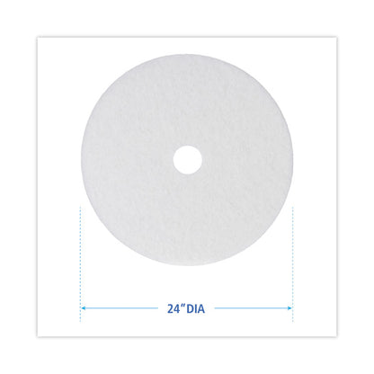 Polishing Floor Pads, 24" Diameter, White, 5/Carton