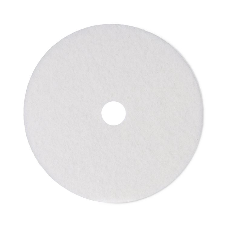 Polishing Floor Pads, 24" Diameter, White, 5/Carton
