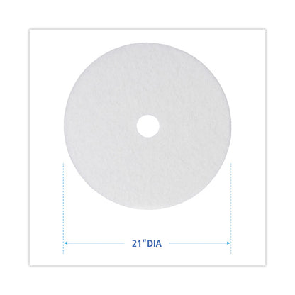 Polishing Floor Pads, 21" Diameter, White, 5/Carton