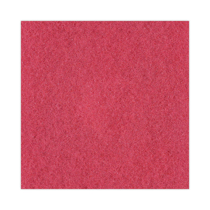 Buffing Floor Pads, 21" Diameter, Red, 5/Carton
