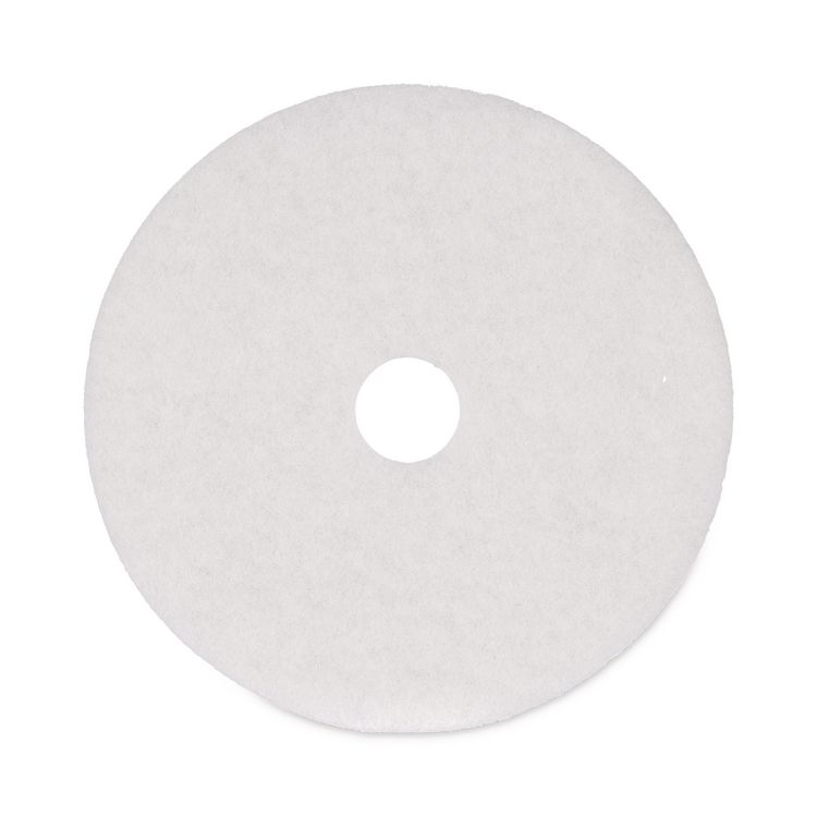 Polishing Floor Pads, 20" Diameter, White, 5/Carton