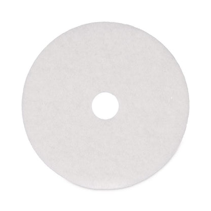 Polishing Floor Pads, 20" Diameter, White, 5/Carton
