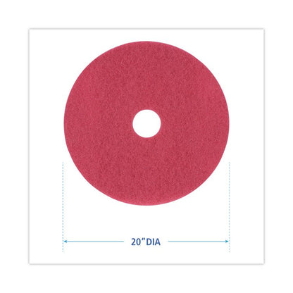 Buffing Floor Pads, 20" Diameter, Red, 5/Carton