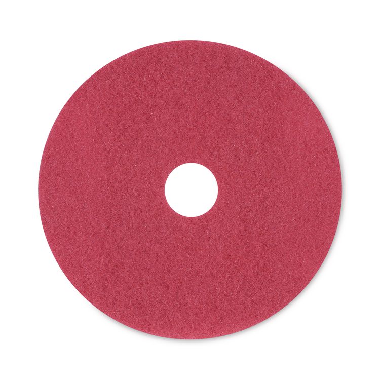 Buffing Floor Pads, 20" Diameter, Red, 5/Carton