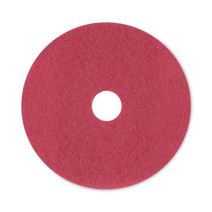 Buffing Floor Pads, 20" Diameter, Red, 5/Carton