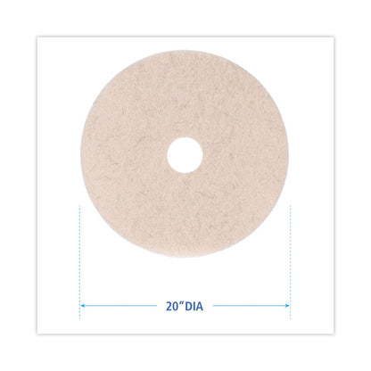 Natural Hog Hair Burnishing Floor Pads, 20" Diameter, Tan, 5/Carton