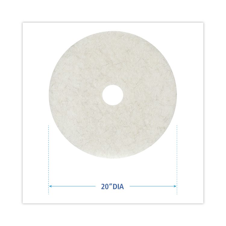 Natural Burnishing Floor Pads, 20" Diameter, White, 5/Carton