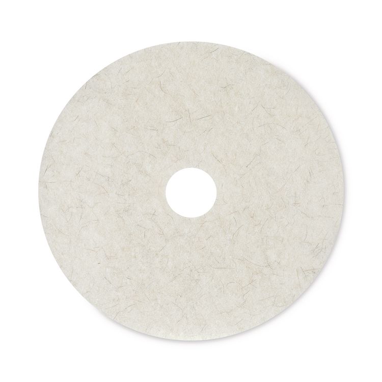 Natural Burnishing Floor Pads, 20" Diameter, White, 5/Carton