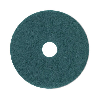 Heavy-Duty Scrubbing Floor Pads, 20" Diameter, Green, 5/Carton