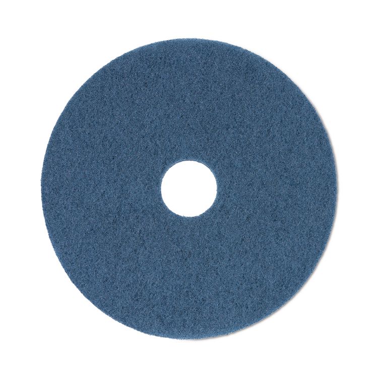 Scrubbing Floor Pads, 20" Diameter, Blue, 5/Carton