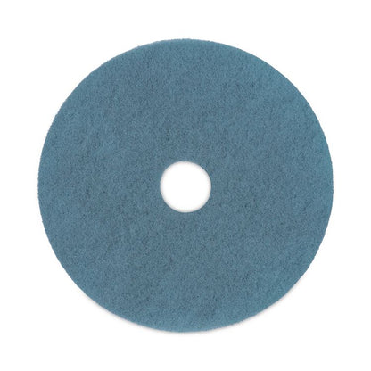 Burnishing Floor Pads, 20" Diameter, Aqua, 5/Carton