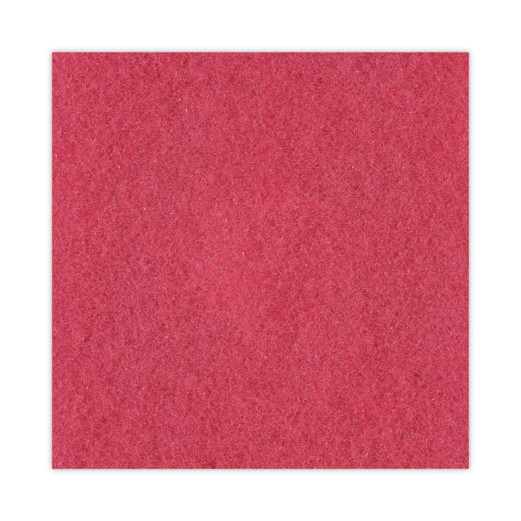 Buffing Floor Pads, 19" Diameter, Red, 5/Carton