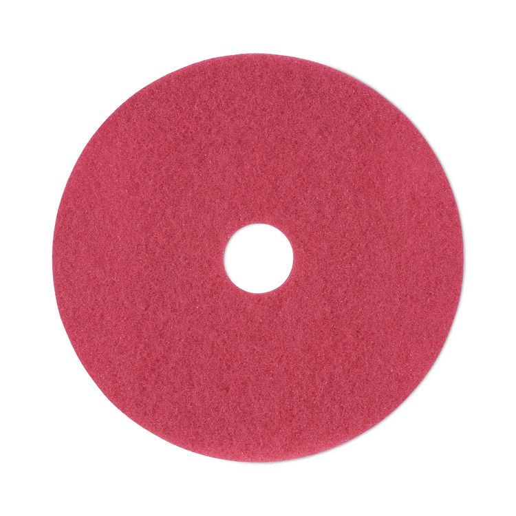 Buffing Floor Pads, 19" Diameter, Red, 5/Carton
