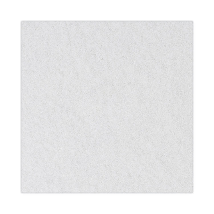 Polishing Floor Pads, 18" Diameter, White, 5/Carton