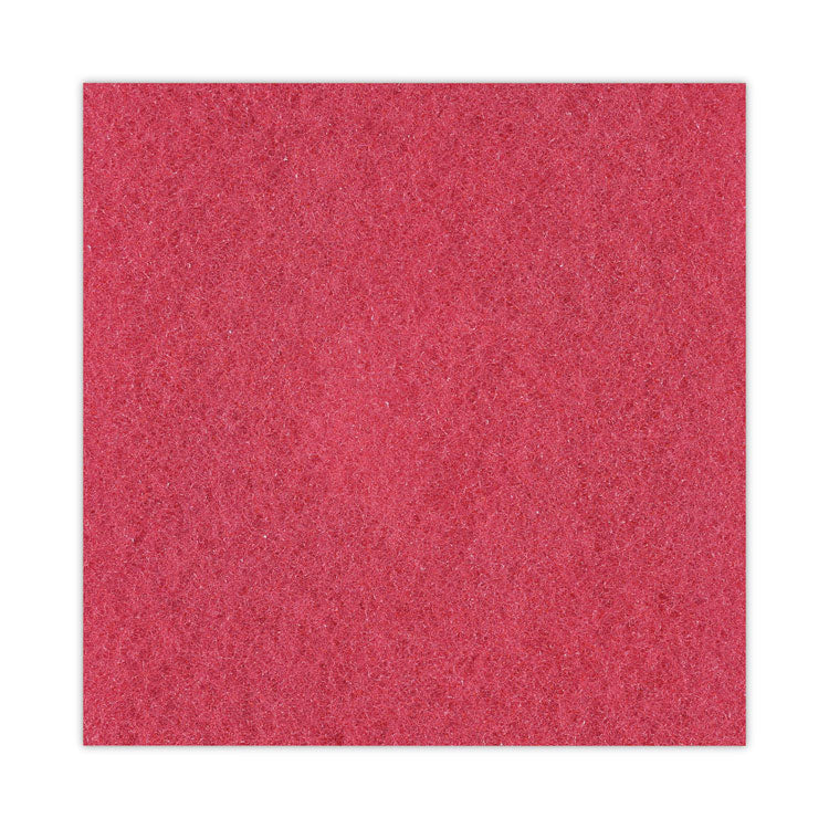 Buffing Floor Pads, 18" Diameter, Red, 5/Carton