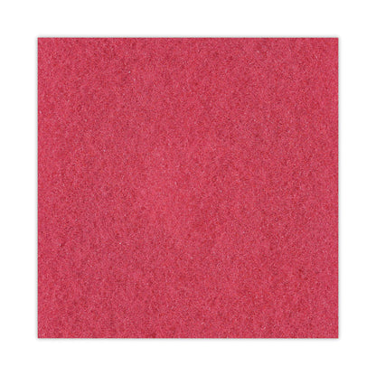 Buffing Floor Pads, 18" Diameter, Red, 5/Carton