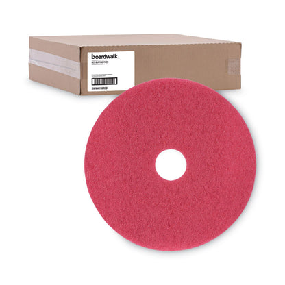 Buffing Floor Pads, 18" Diameter, Red, 5/Carton